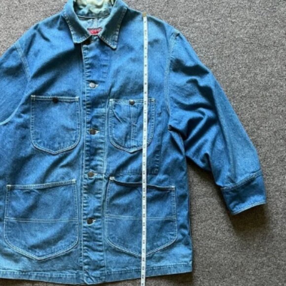 Vintage H.W. Carter & Sons Railroad Denim Chore Work Jacket Watch The Wear Small - Picture 11 of 16